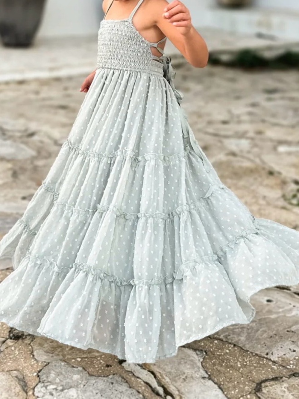 Girls' Halter Ruffle Tiered Dress in Dusty Sage - new with tags!!